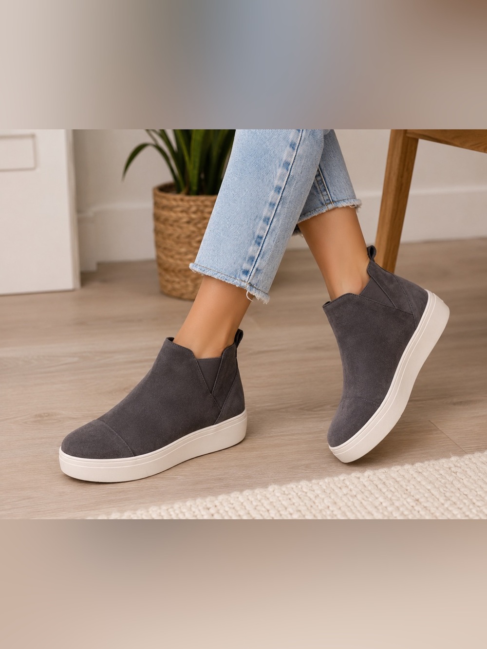Toms Charcoal Suede Ankle Boots